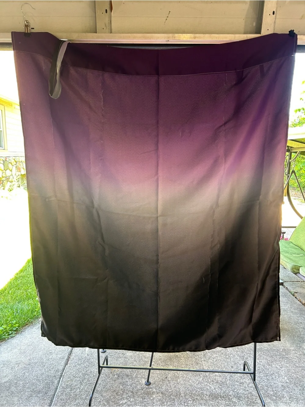 Ombré Purple to Black Tie-up Curtain Panel -